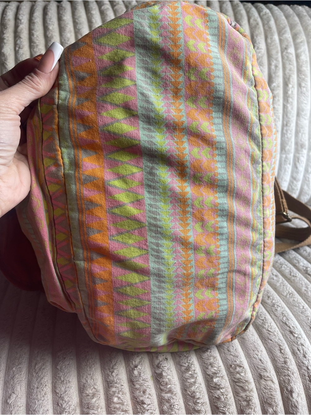 Mossimo Supply Co. Tan Leather-Trim Pastel Aztec Backpack - Picture 5 of 6